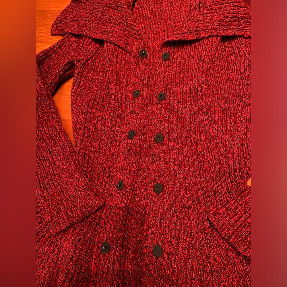 Alexander McQueen peplum marled soft Red Wool Cardigan sweater - Picture 2 of 13